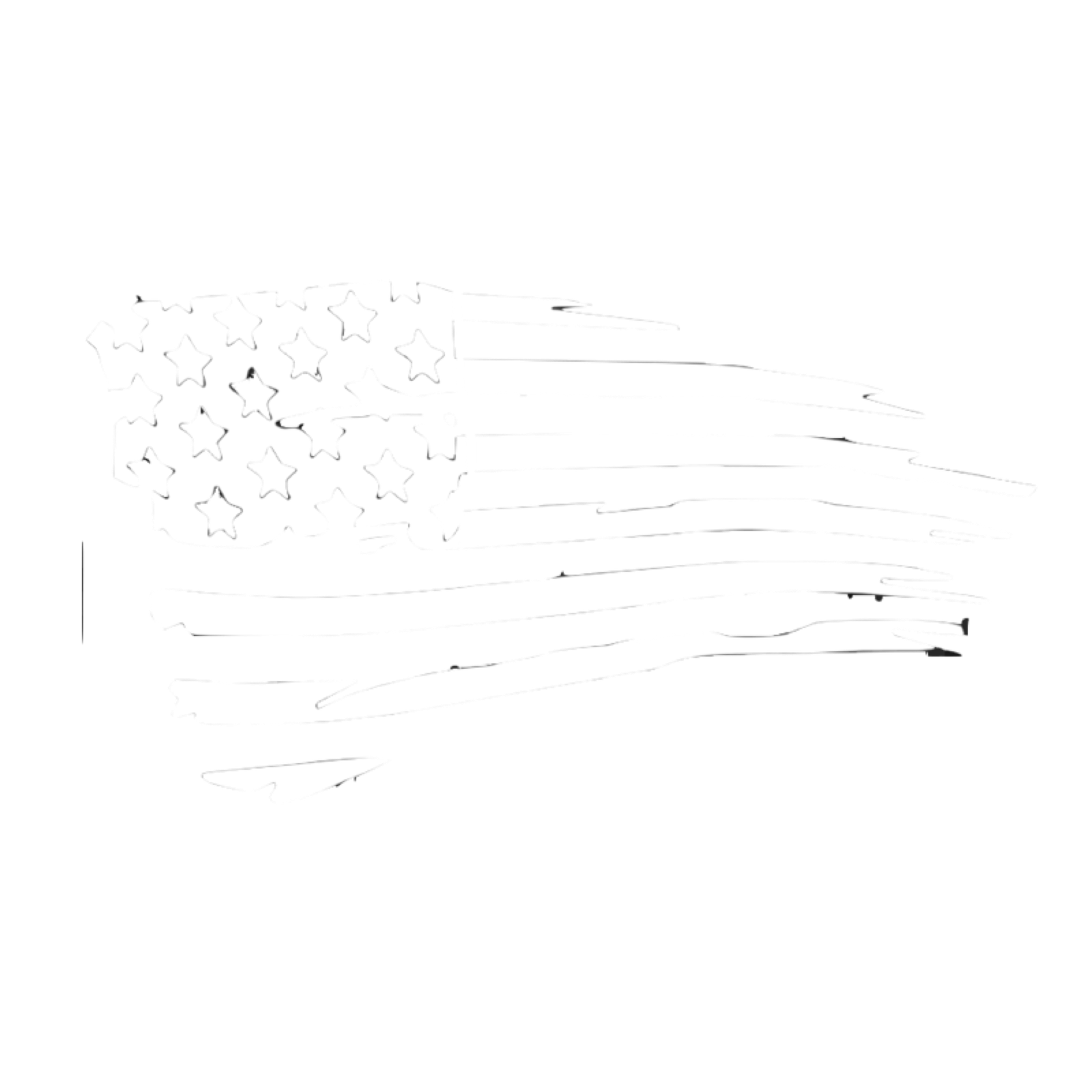 A stylized American flag with a grid of stars and wavy stripes.